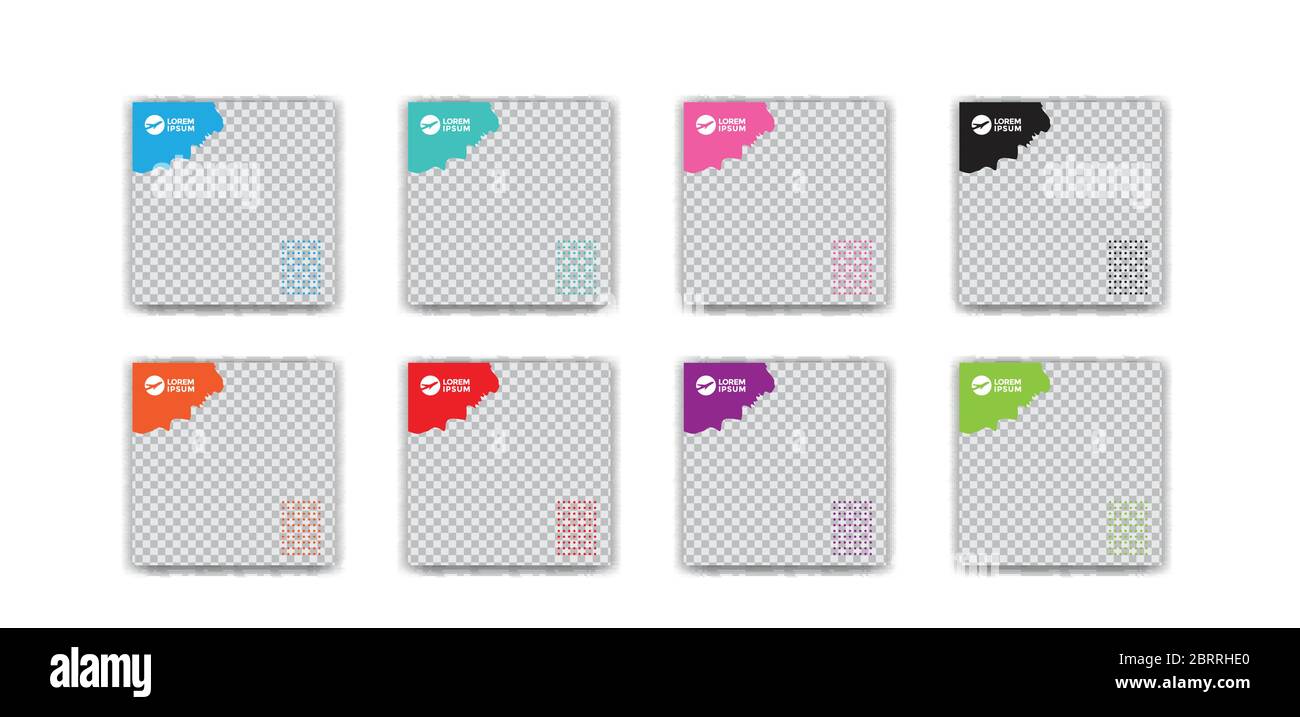 colorati modelli di post-design dei social media Illustrazione Vettoriale
