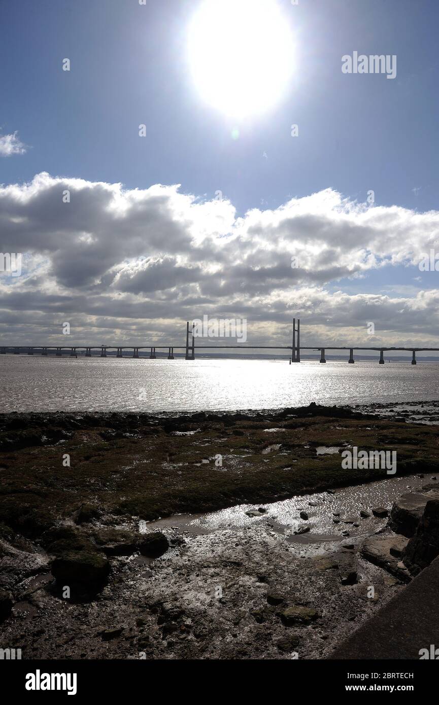 Second Severn Crossing visto da Blackrock, Portskewett. Foto Stock