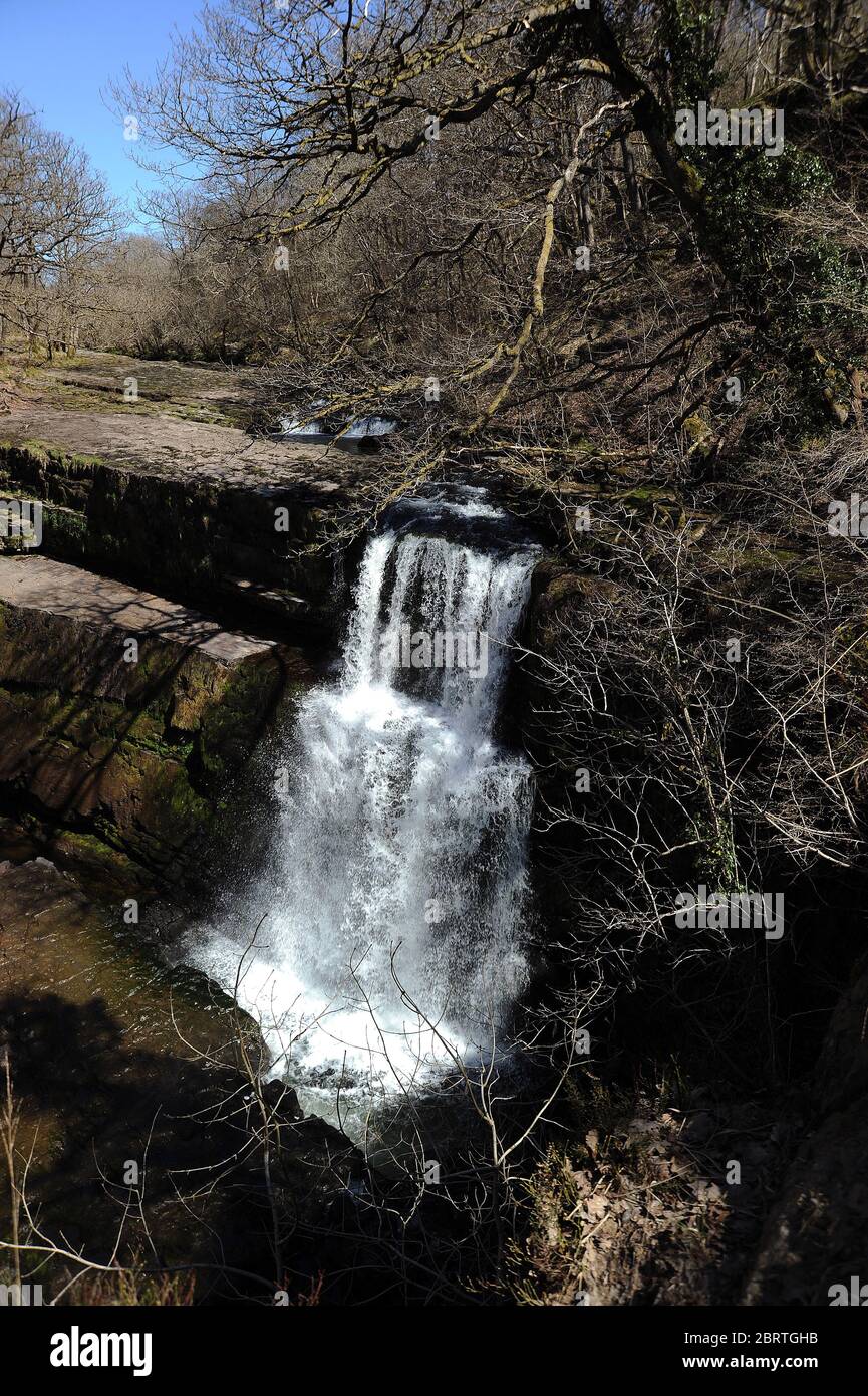 Sgwd Clun Gwyn Uchaf, vicino a Ystradfellte. Foto Stock