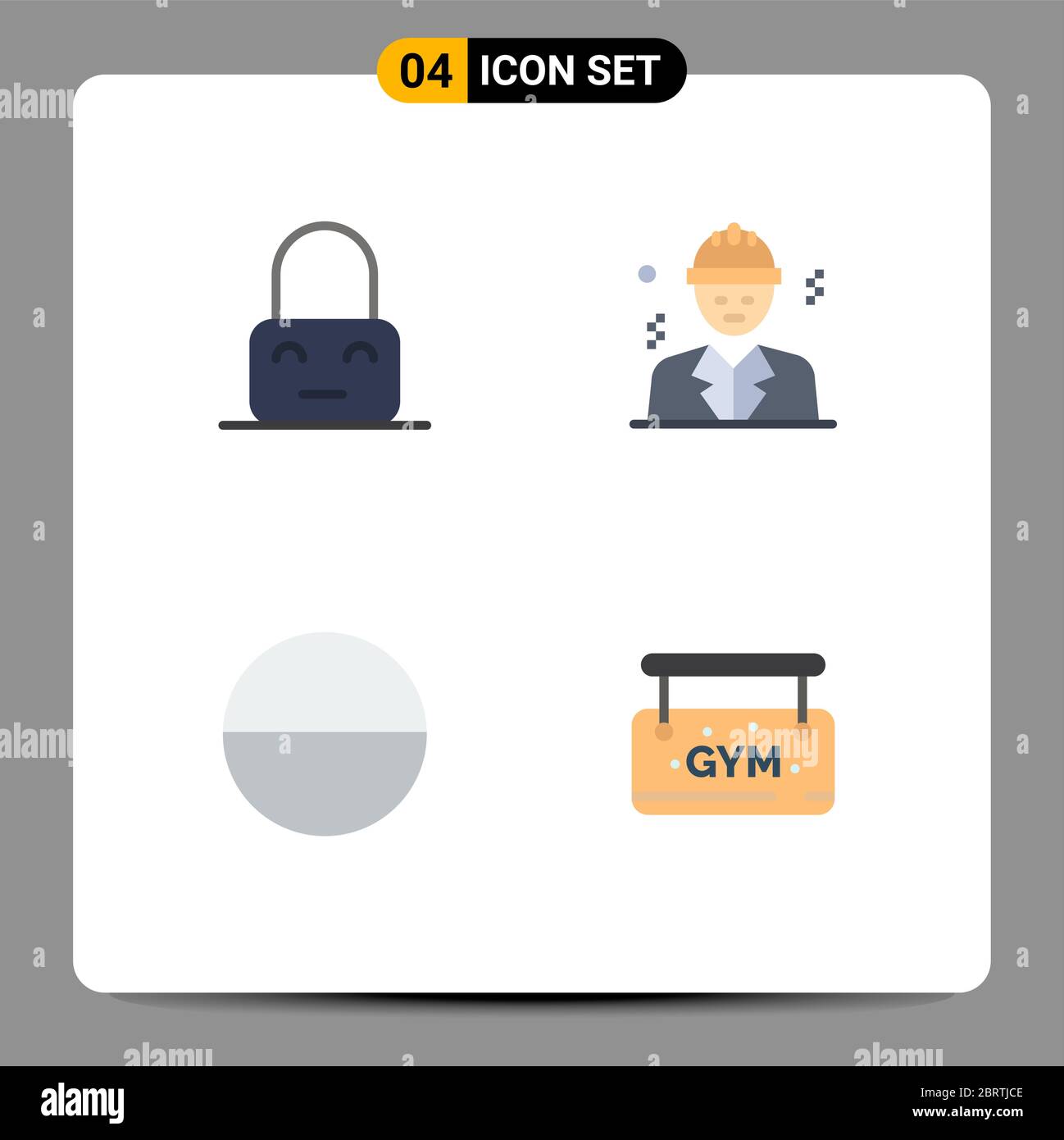 Set di 4 icone piatte commerciali per controllo, tablet, genitori, business, scheda elementi di disegno vettoriale editabili Illustrazione Vettoriale