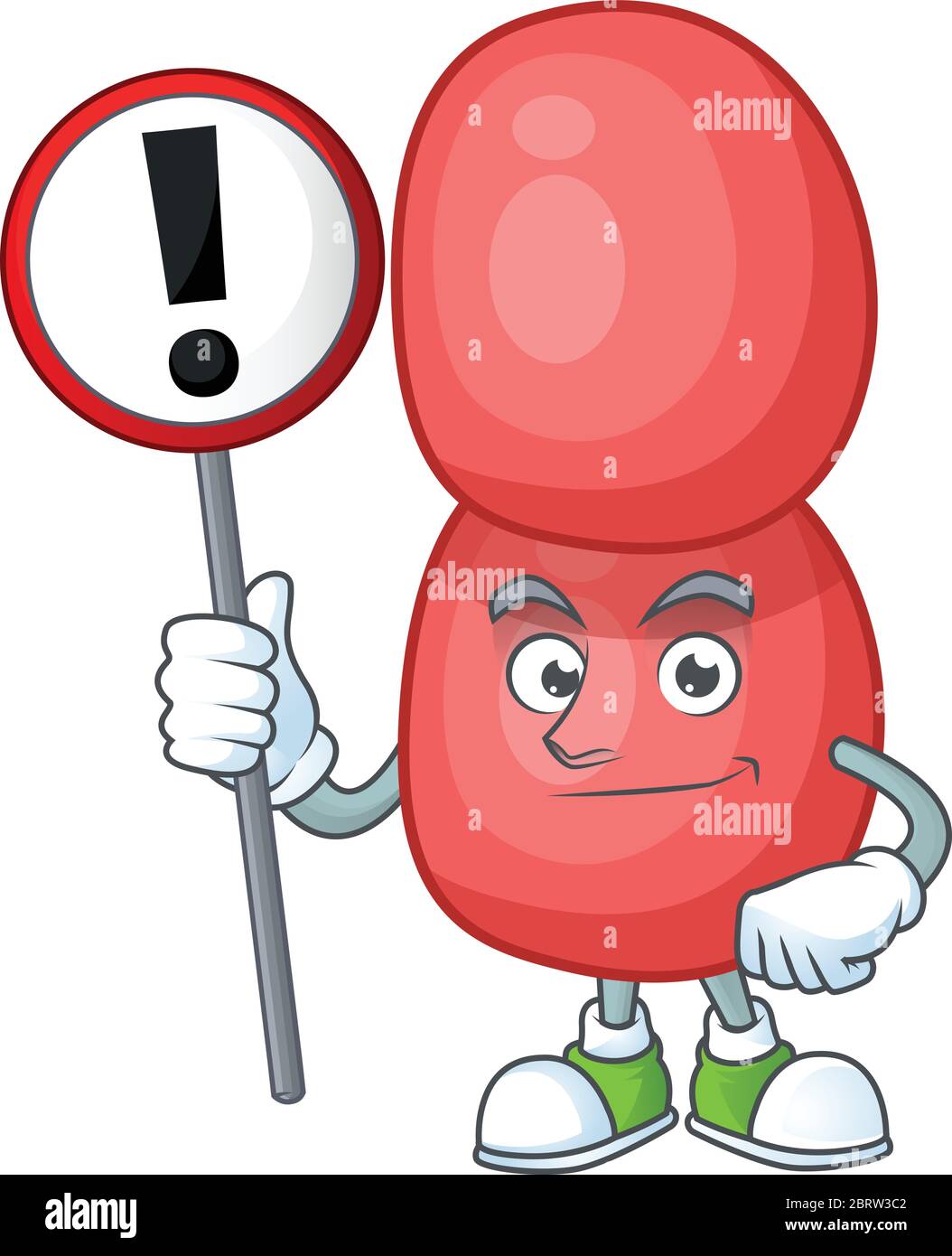 Immagine caricatura di neisseria gonorrhoeae che tiene un segno Illustrazione Vettoriale