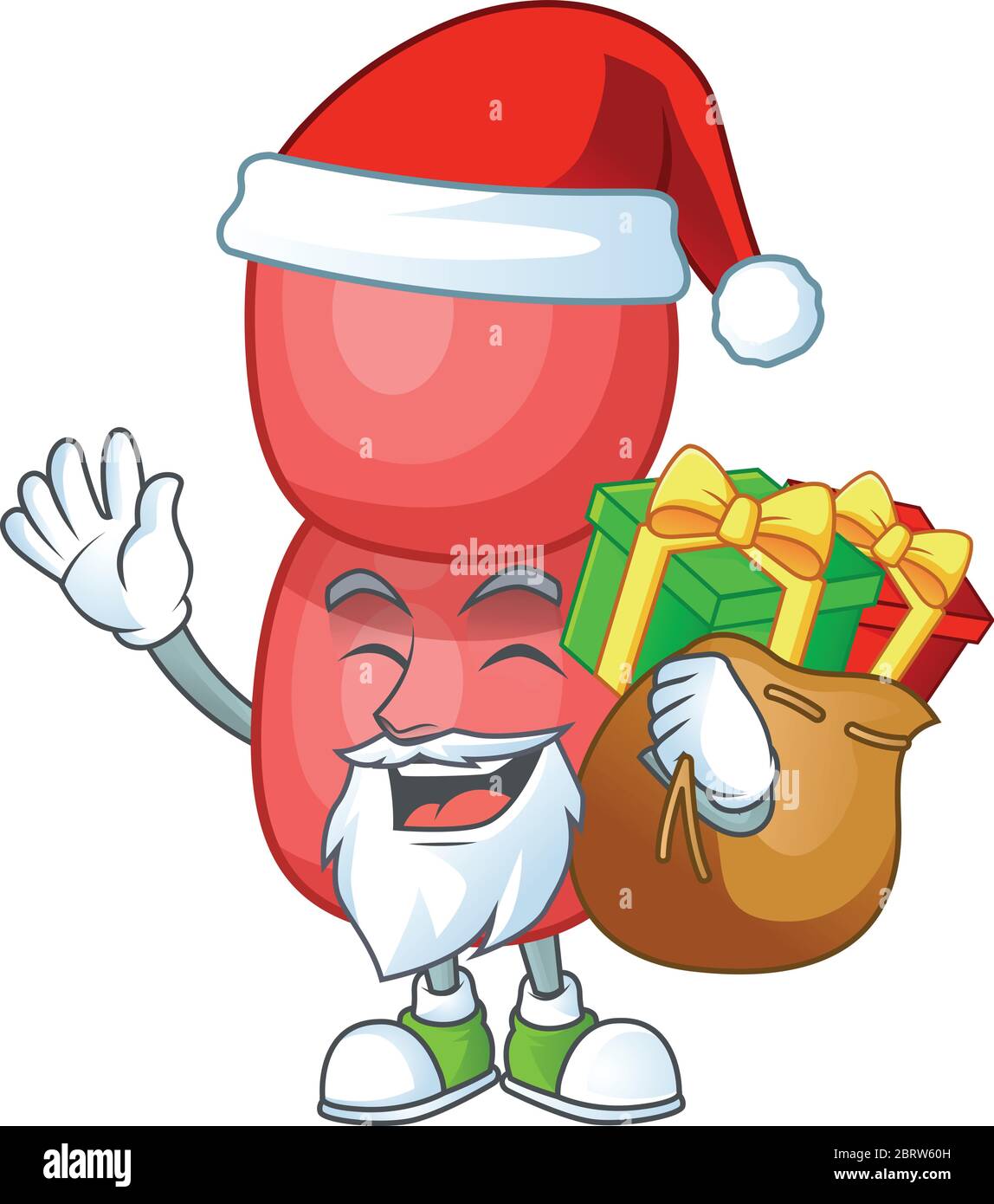 Santa neisseria gonorrhoeae disegno Cartoon con sacchi di regali Illustrazione Vettoriale