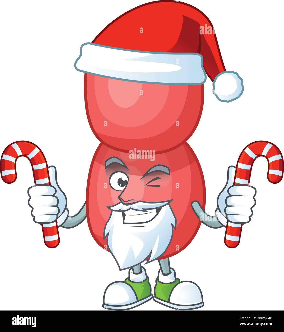 Personaggio cartoon di neisseria gonorrhoeae come una Santa con le caramelle Illustrazione Vettoriale