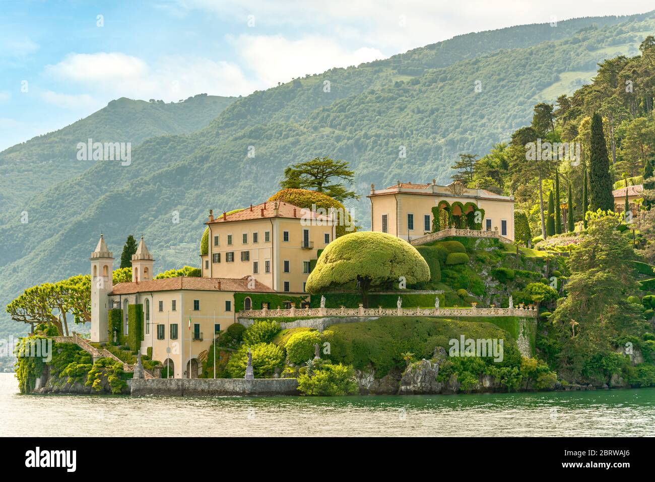 Villa Balbianello a Lenno sul Lago di Como, vista dal lago, Lombardia, Italia Foto Stock