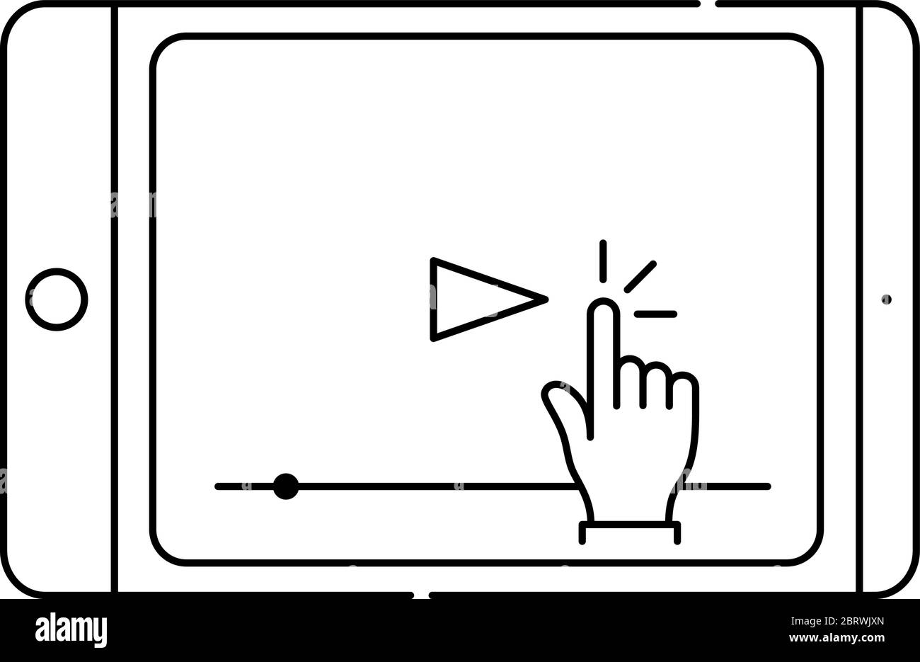 Toccare sullo schermo dello smartphone icona vettoriale istruzione. Logo del touch screen con le dita. Guarda il video sul telefono cellulare. Concetto grafico per banner Web, sito Web Illustrazione Vettoriale