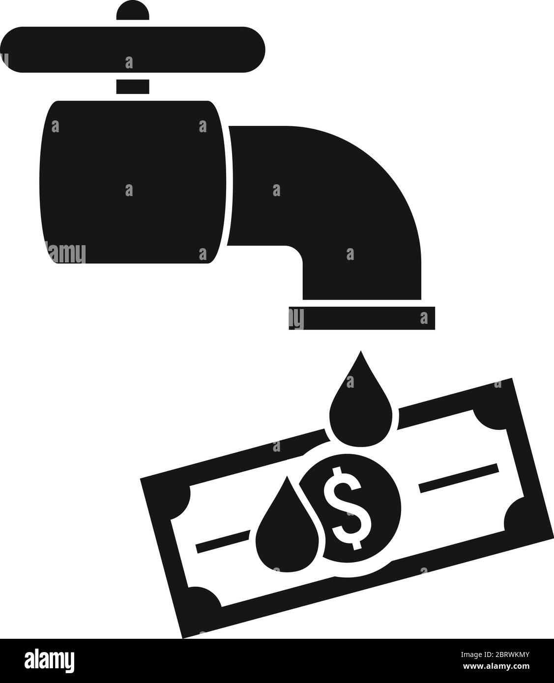 Icona di riciclaggio di denaro del rubinetto dell'acqua. Semplice illustrazione dell'icona vettoriale del riciclaggio di denaro del rubinetto dell'acqua per il web design isolato su sfondo bianco Illustrazione Vettoriale