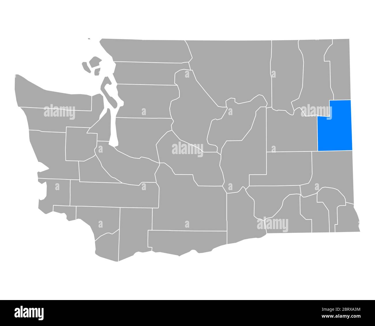 Spokane sulla mappa di Washington Foto Stock