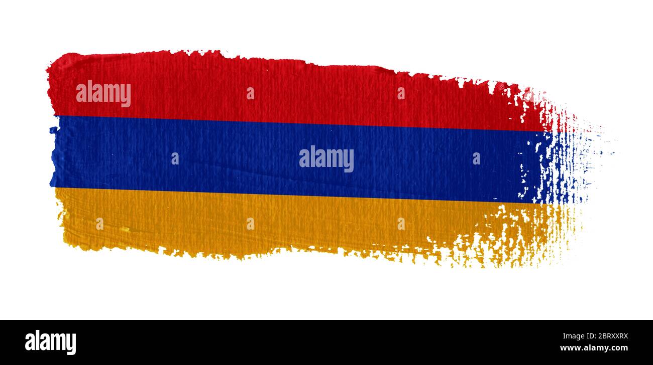 Pennello colpo su tela bandiera Armenia Foto Stock