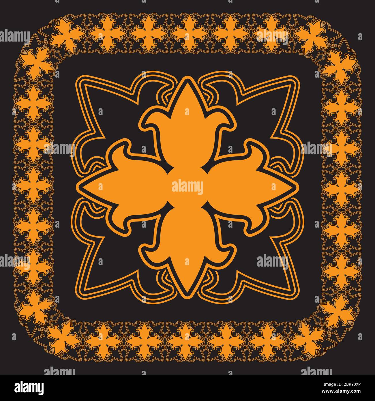 L'elemento decorativo è un giglio cavaliere su sfondo nero isolato. Immagine vettoriale Illustrazione Vettoriale