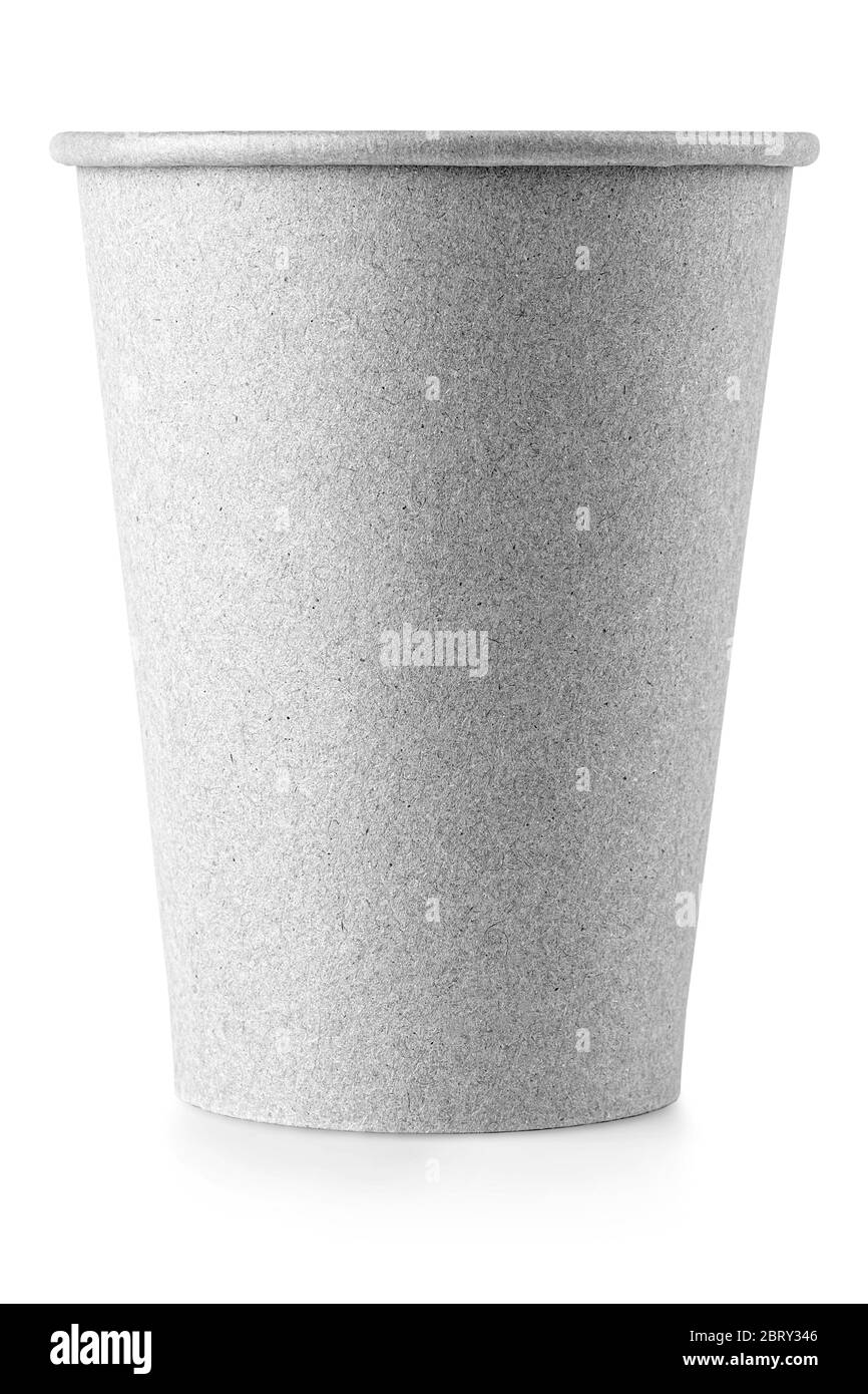 La tazza di caffè di carta vuota su sfondo bianco Foto Stock