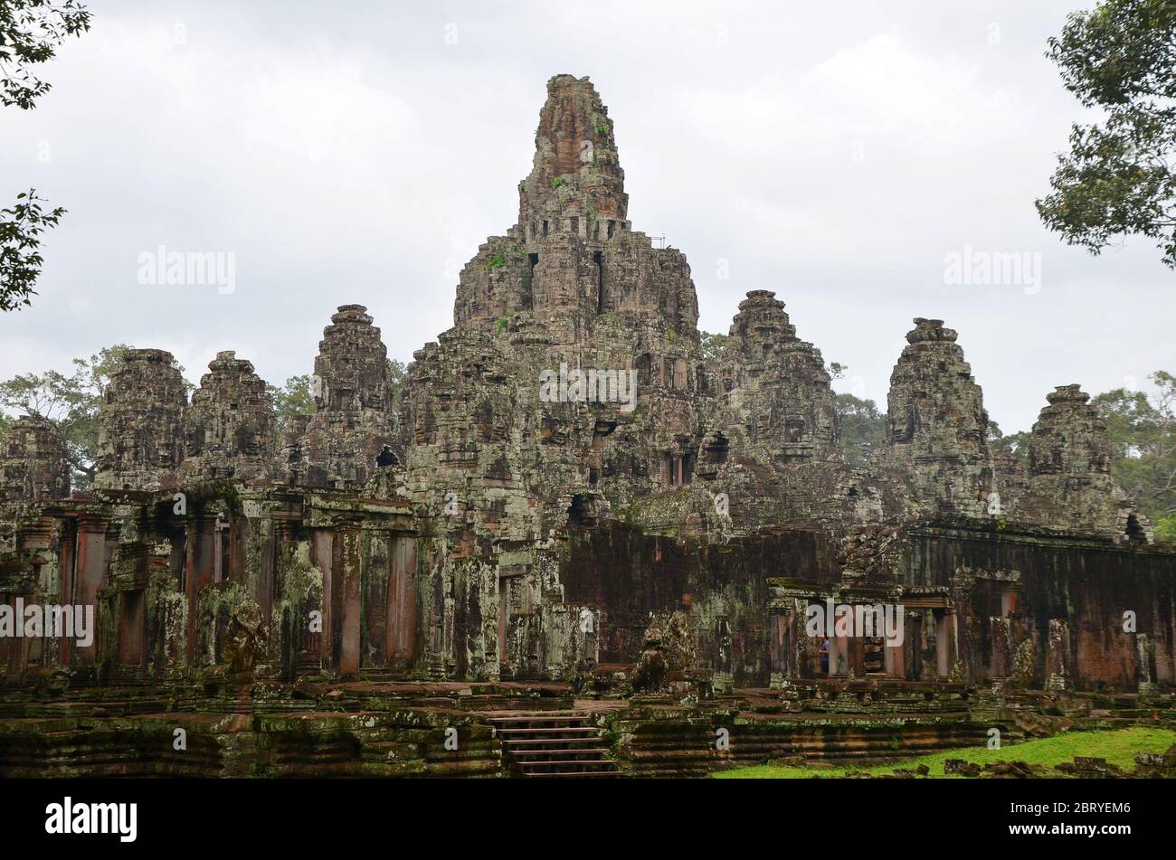 Famoso, maestoso tempio di Bayon, Angkor Wat, Cambogia Foto Stock