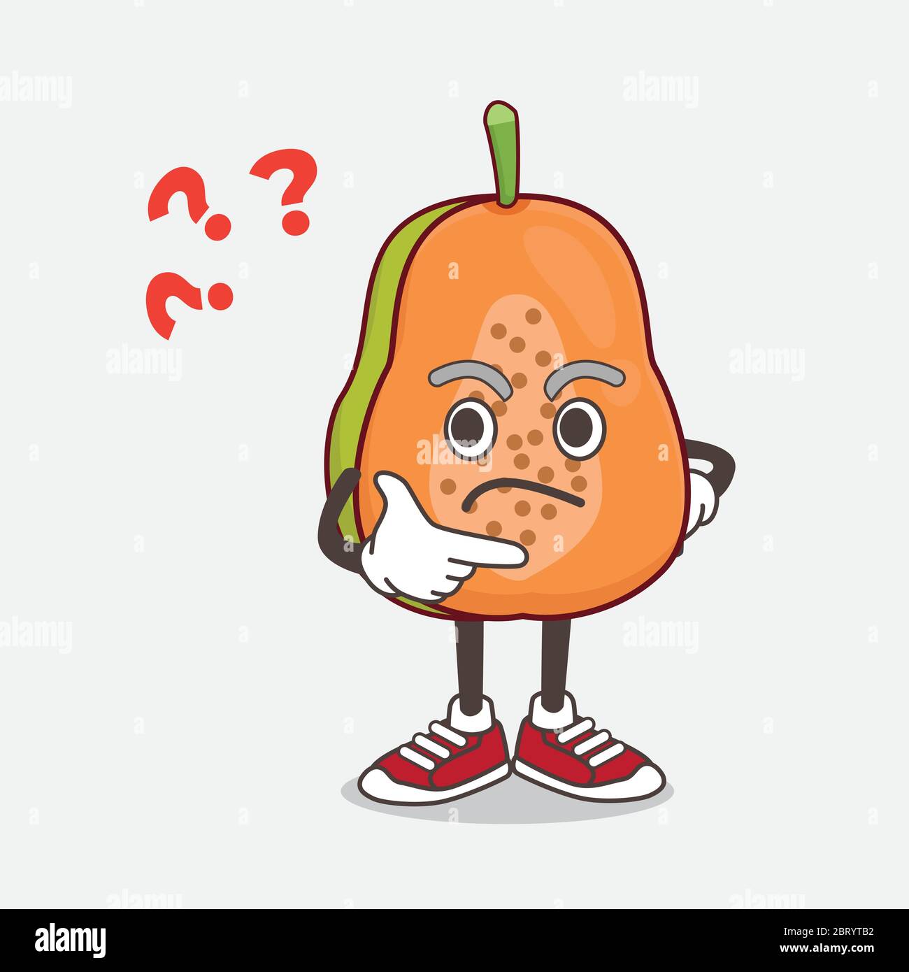 Un'illustrazione del carattere mascotte cartoon Papaya Fruit in un gesto confuso Illustrazione Vettoriale