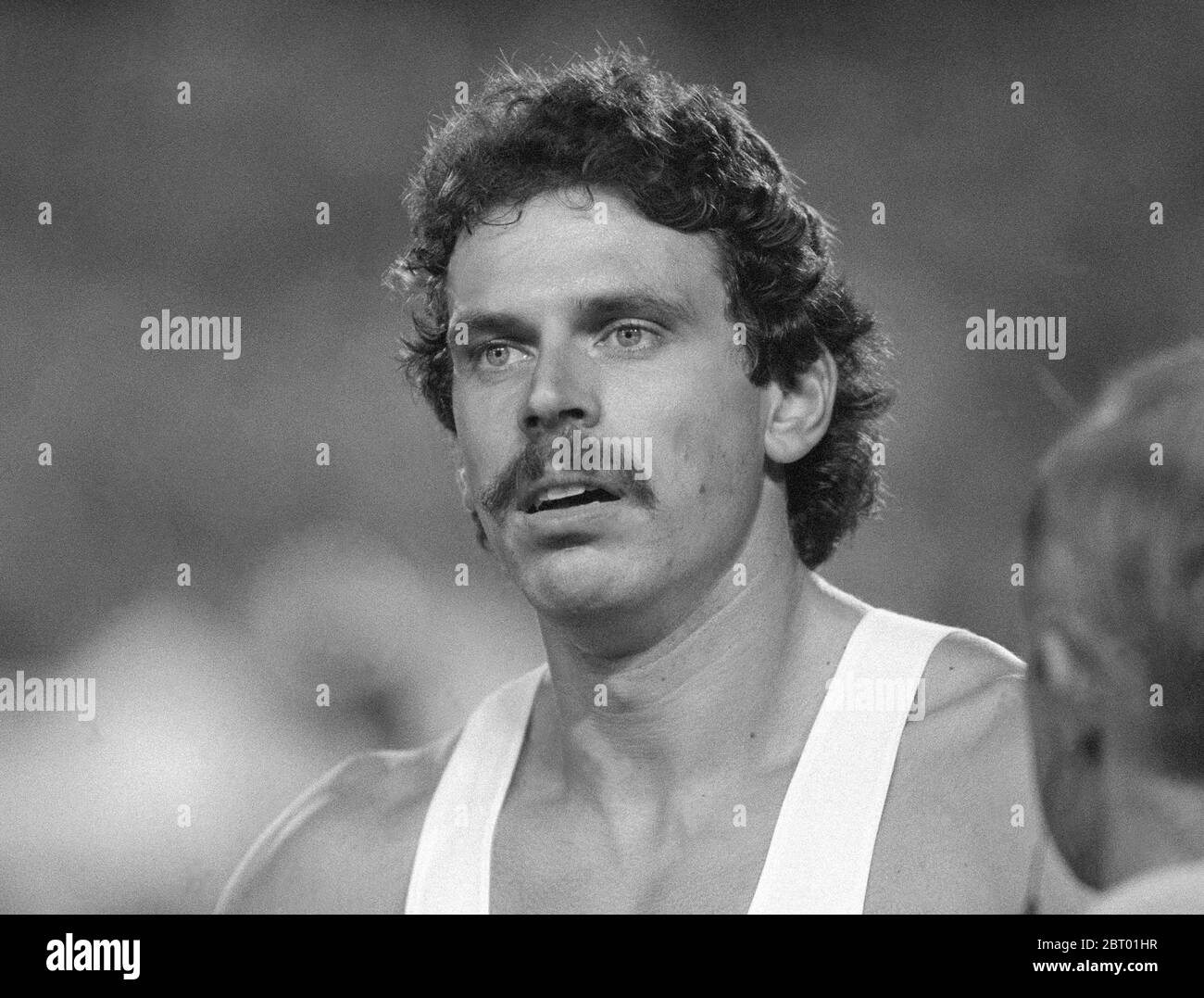 JÜRGEN HINGSEN atleti della Germania occidentale al Campionato europeo di Stoccarda 1986 dove divenne secondo Foto Stock