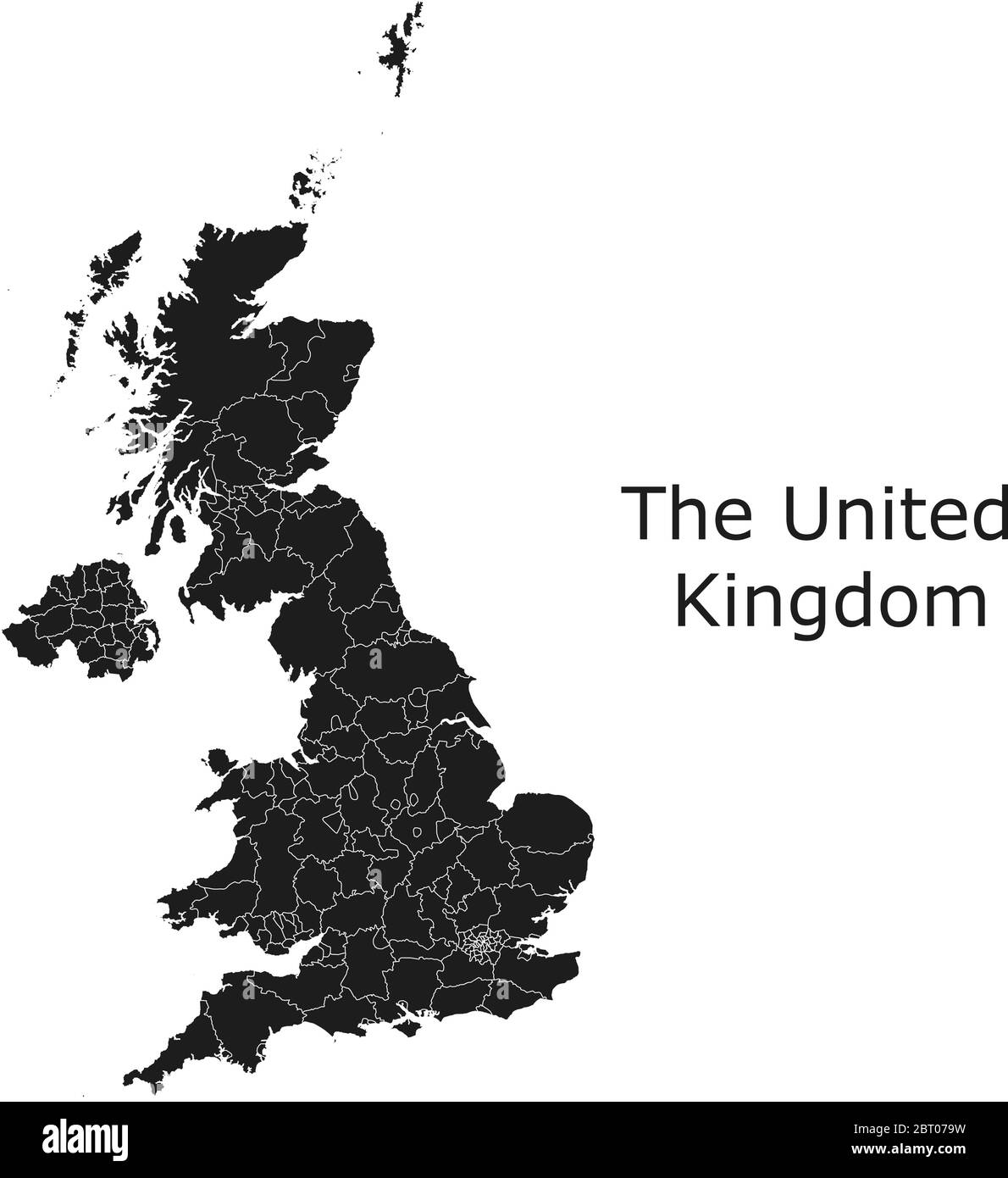 Mappe vettoriali del Regno Unito con regioni amministrative, comuni, dipartimenti, frontiere Illustrazione Vettoriale