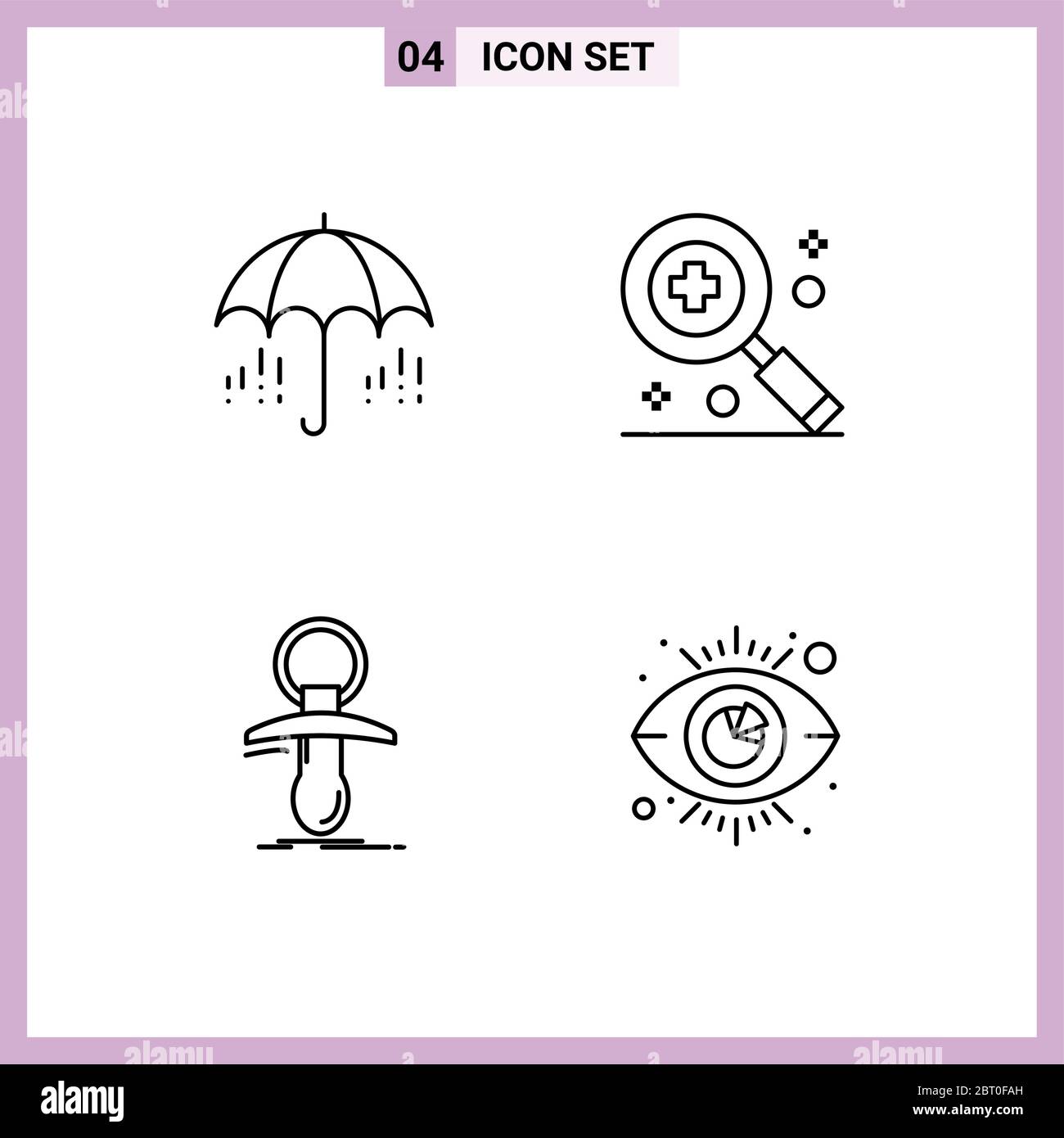 Set di pittogrammi di 4 semplici Filledline colori piatti di ombrello, newbie, primavera, medico, noob Edable Vector Design Elements Illustrazione Vettoriale