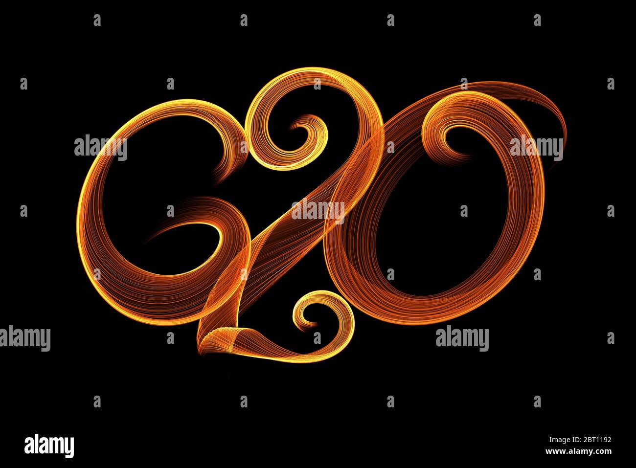 La scritta del vertice del G20 è stata tenuta con urgenza tramite un collegamento video. Questo non è mai accaduto nel mondo prima. Hanno parlato di problemi relativi a. Foto Stock