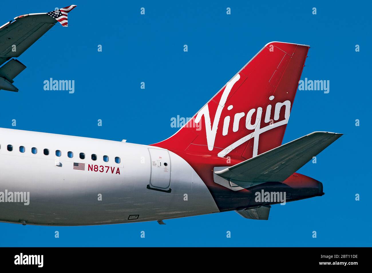 Logo della coda per aeroplano Virgin America Jet Foto Stock