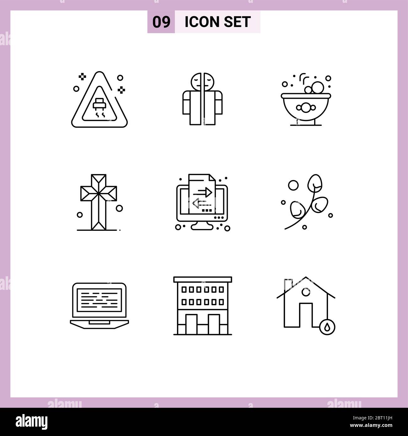 Moderno set di 9 contorni e simboli come transfer, finanza, cibo, banche, elementi di progettazione vettoriale cross editabili Illustrazione Vettoriale