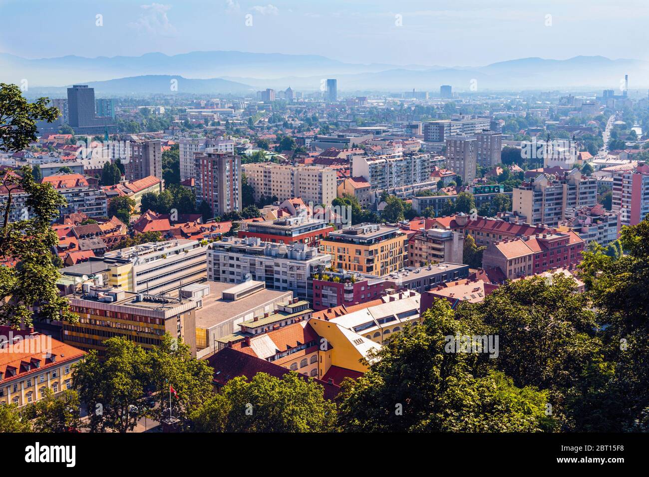 Lubiana, Slovenia. Vista complessiva del centro della citta'. Foto Stock