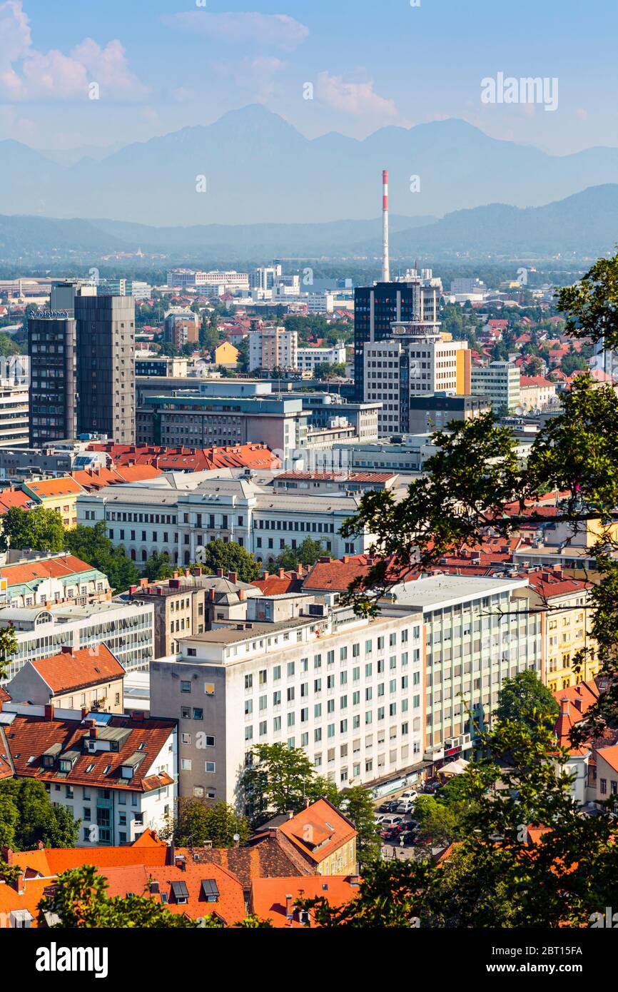 Lubiana, Slovenia. Vista complessiva del centro della citta'. Foto Stock