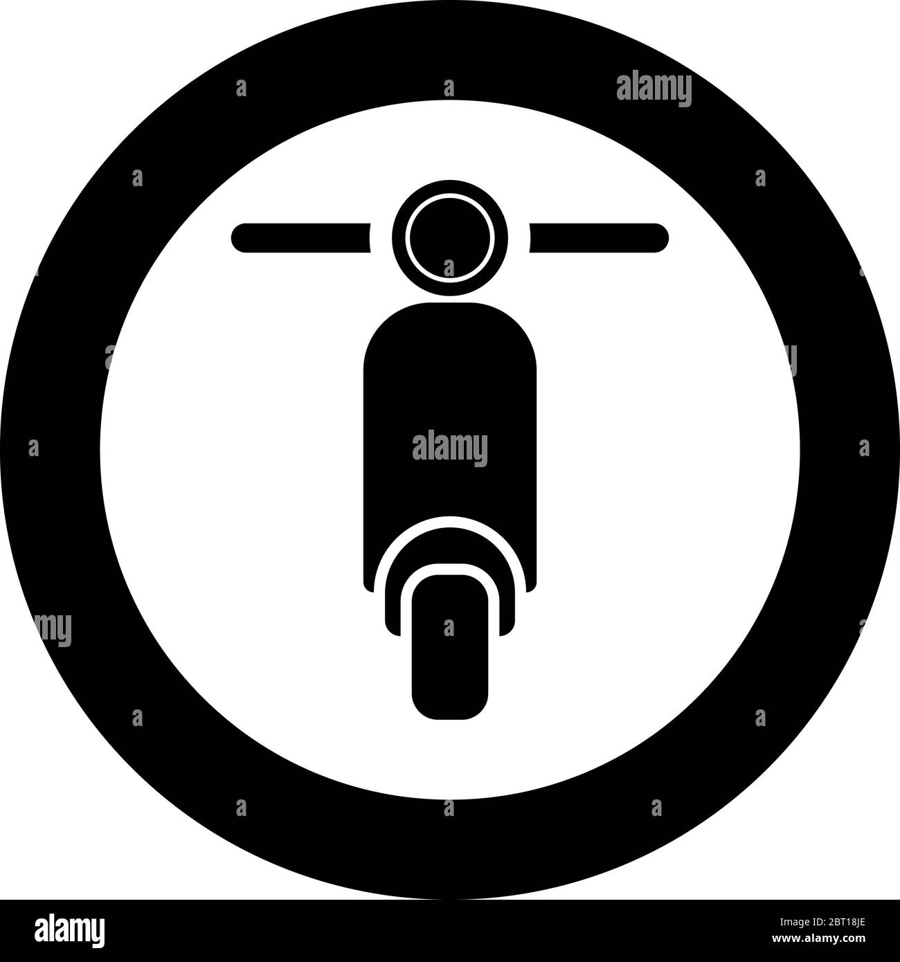 Scooter Moto Motobike consegna concetto Moped Shipping icona in cerchio rotondo nero colore vettore illustrazione piatta stile semplice immagine Illustrazione Vettoriale