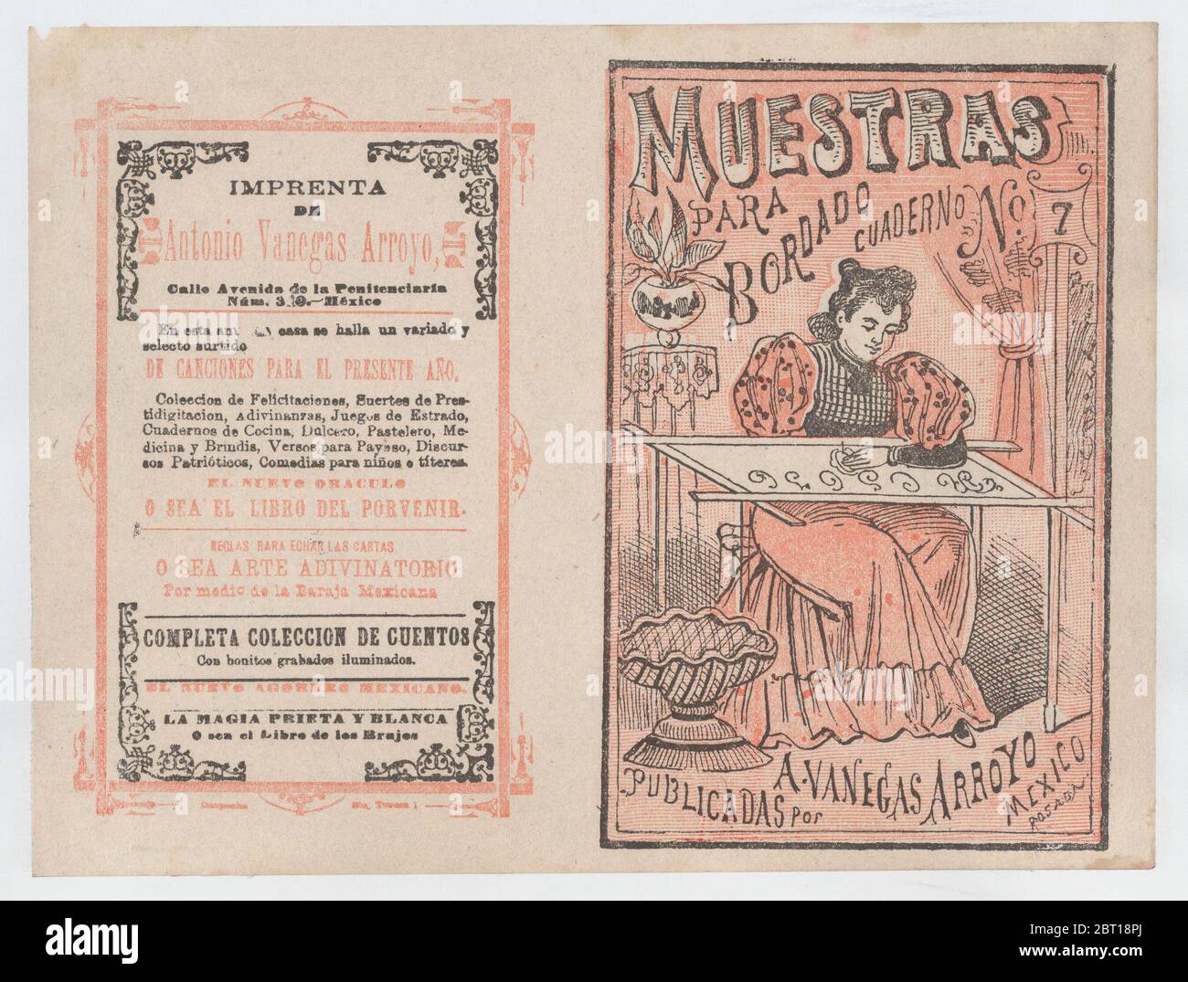 Copertina per 'Vuestras para Bordado', una donna ricamata, ca. 1890-1910. Foto Stock