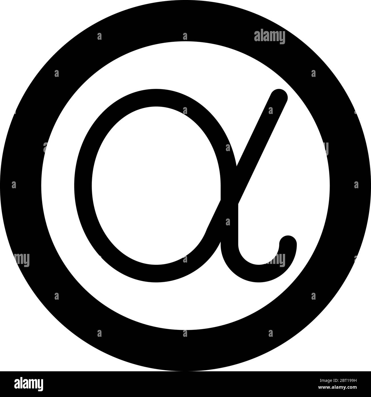 Simbolo alfabetico greco icona carattere minuscolo in cerchio rotondo colore nero illustrazione vettoriale stile piatto immagine semplice Illustrazione Vettoriale
