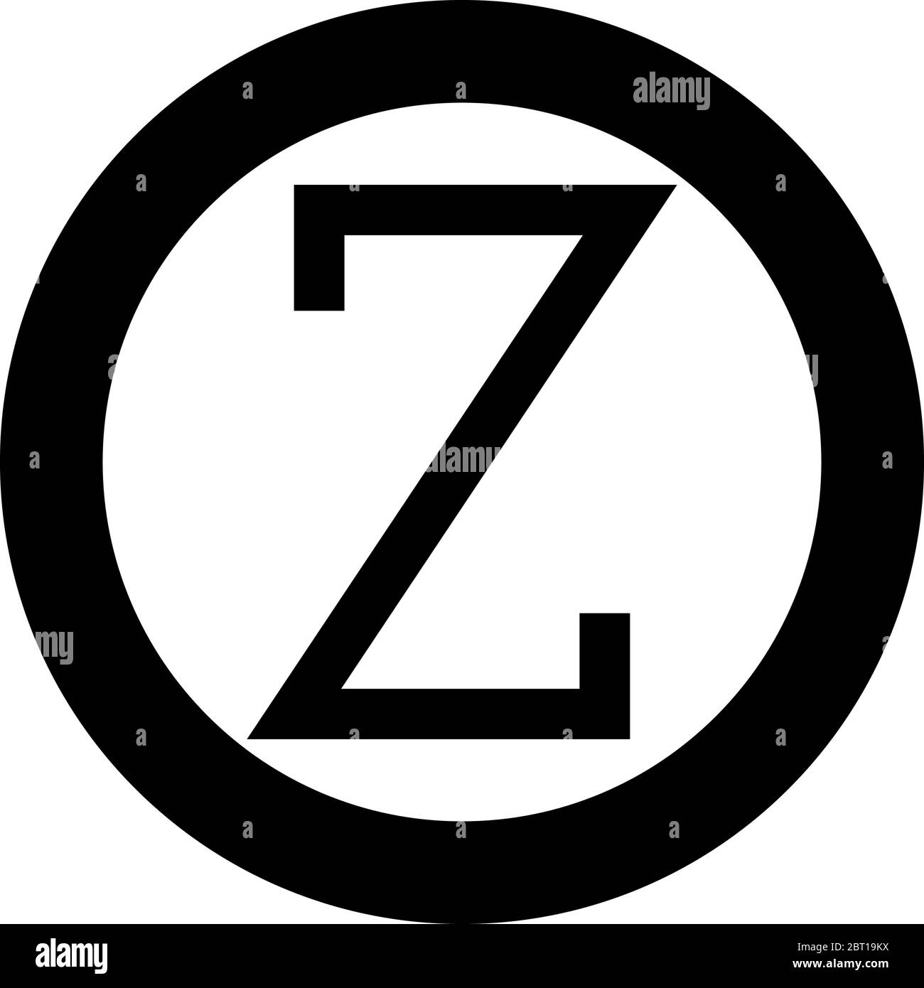 Zeta simbolo greco maiuscolo carattere maiuscolo icona in cerchio colore nero colore nero illustrazione vettore stile piatto immagine semplice Illustrazione Vettoriale