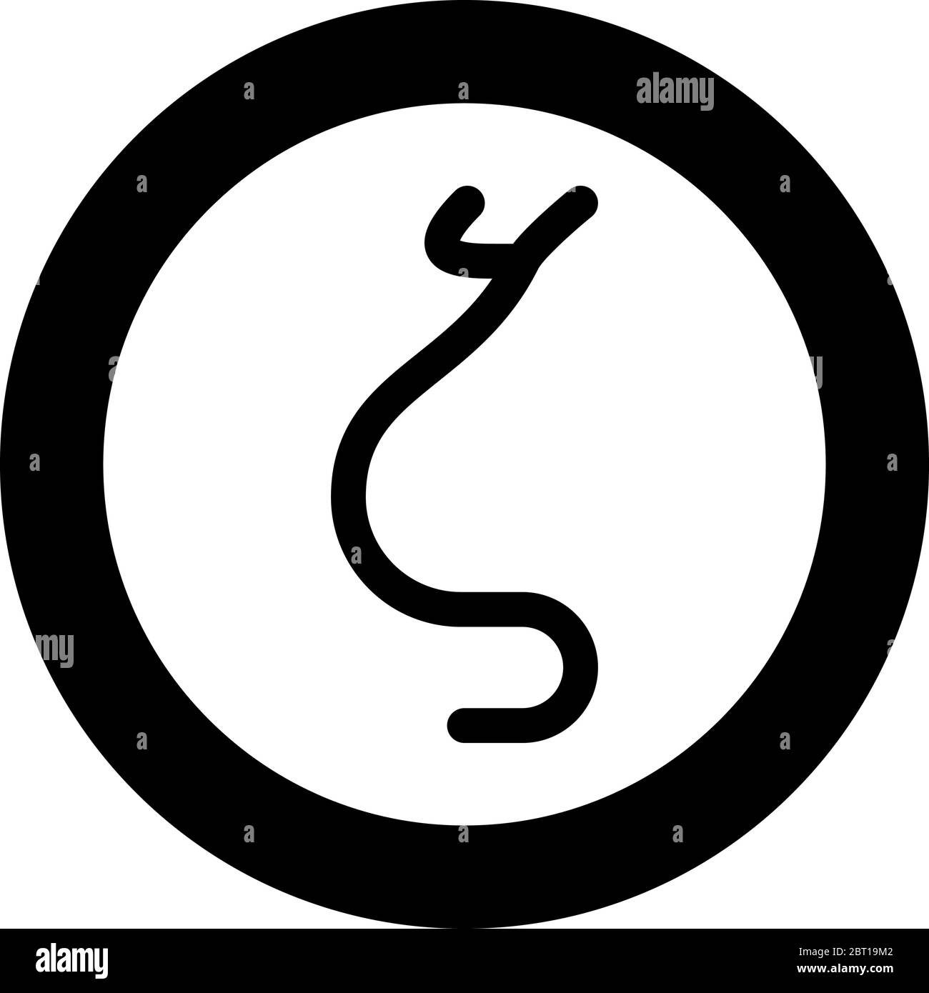 Zeta simbolo greco lettera minuscola carattere icona in cerchio colore nero colore nero illustrazione vettore stile piatto immagine semplice Illustrazione Vettoriale