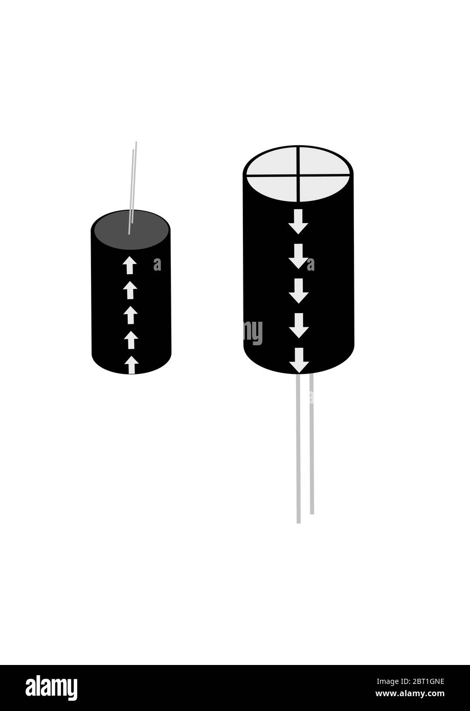 Componenti elettronici modello condensatore elettrolitico per testo. Illustrazione Vettoriale