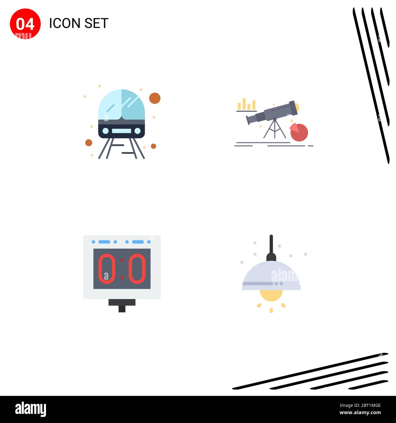 Set moderno di 4 icone piatte Pictografo di pubblico, concorrenza, veicolo, previsioni, punteggio Editable Vector Design Elements Illustrazione Vettoriale