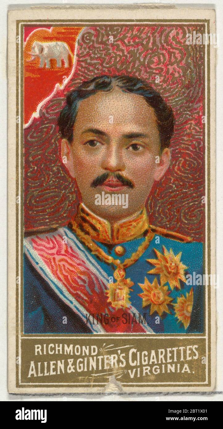 King of Siam, dalla World's Sovereigns Series (N34) per Allen &amp; Ginter Cigarettes, 1889. Foto Stock