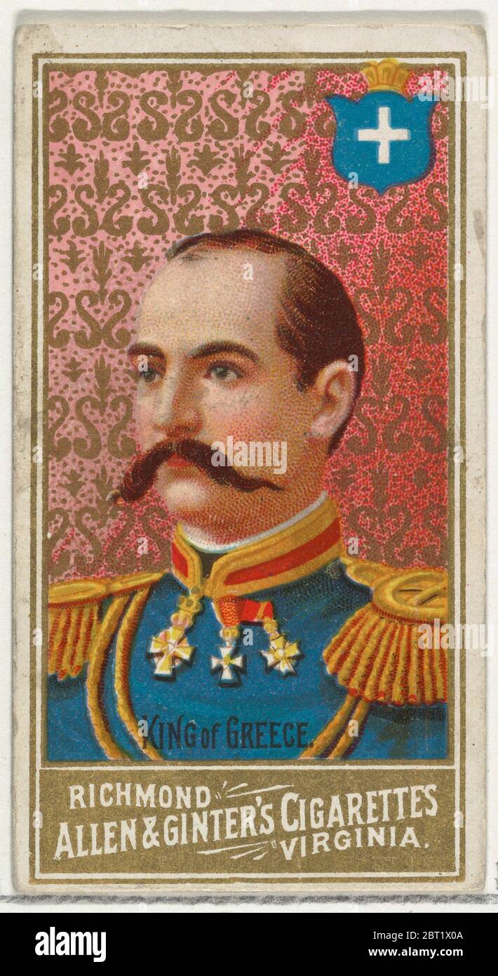 Re di Grecia, dalla serie mondiale Sovereigns (N34) per Allen &amp; Ginter sigarette, 1889. Foto Stock