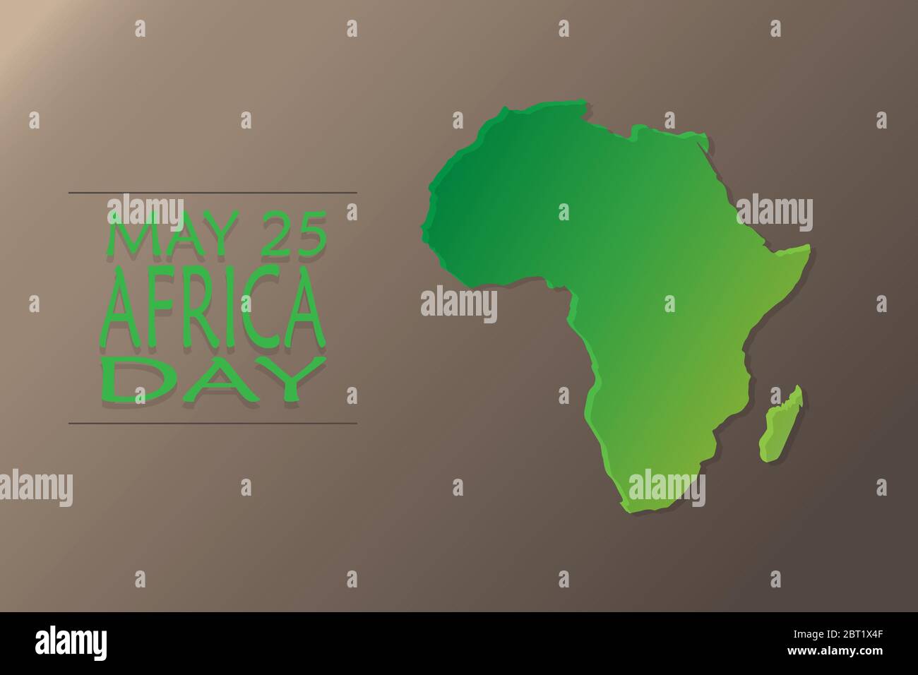 Illustrazione vettoriale per la Giornata dell'Africa del 25 maggio. Continente verde sfumato su sfondo marrone. Illustrazione Vettoriale
