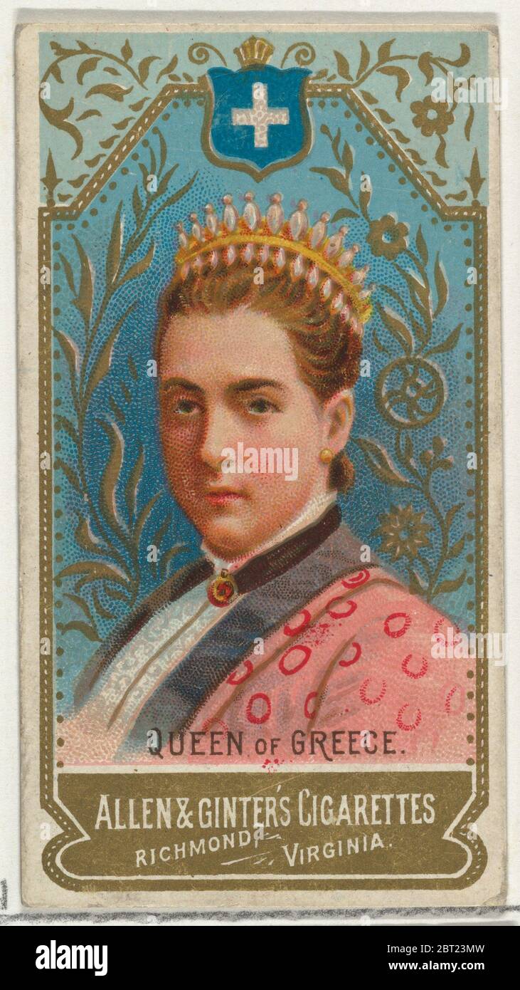 Regina della Grecia, della serie mondiale Sovereigns (N34) per Allen &amp; Ginter sigarette, 1889. Foto Stock