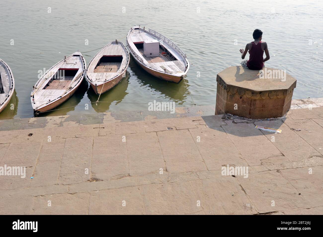 barche modello a varanasi india Foto Stock