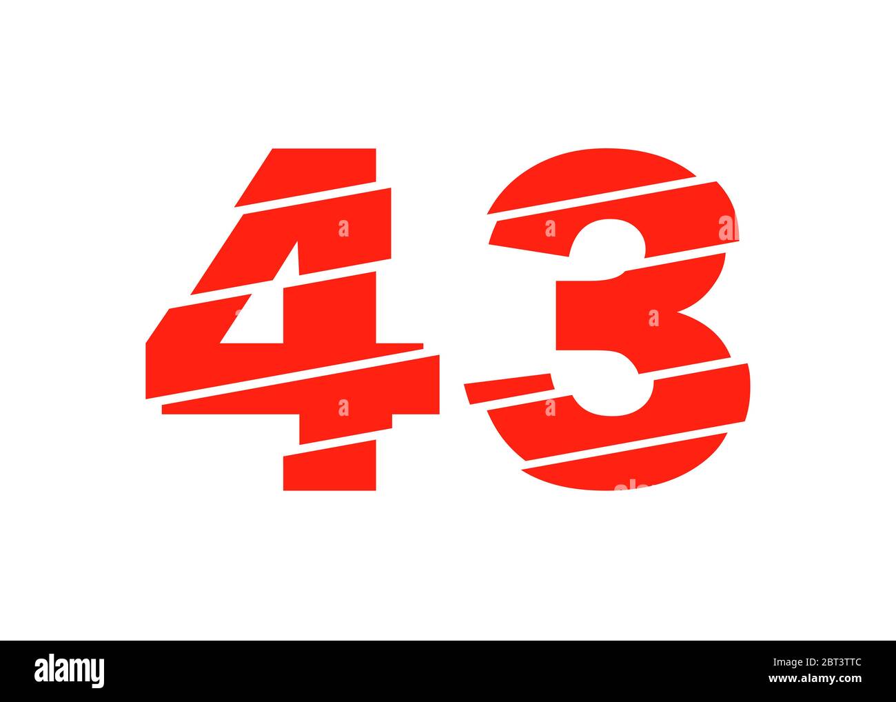 Illustrazione vettoriale di Modern Red 43 Number Design. Stile flat line alla moda di numerale vettoriale. Modello di illustrazione di elementi vettoriali per Web Design o Greeti Illustrazione Vettoriale