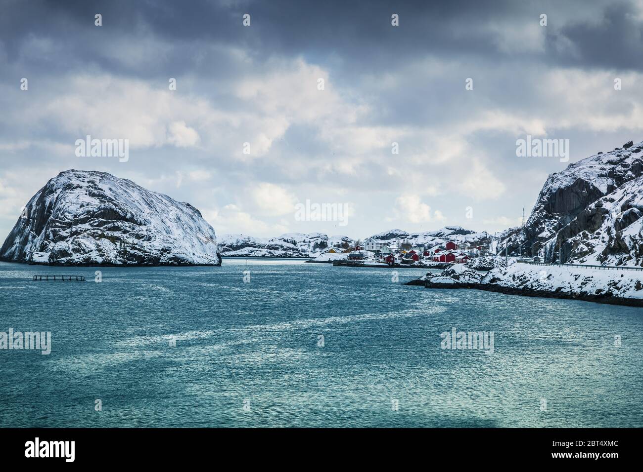 Villaggio costiero, Nusfjord, Flakstadoya, Flakstad, Lofoten, Nordland, Norvegia Foto Stock