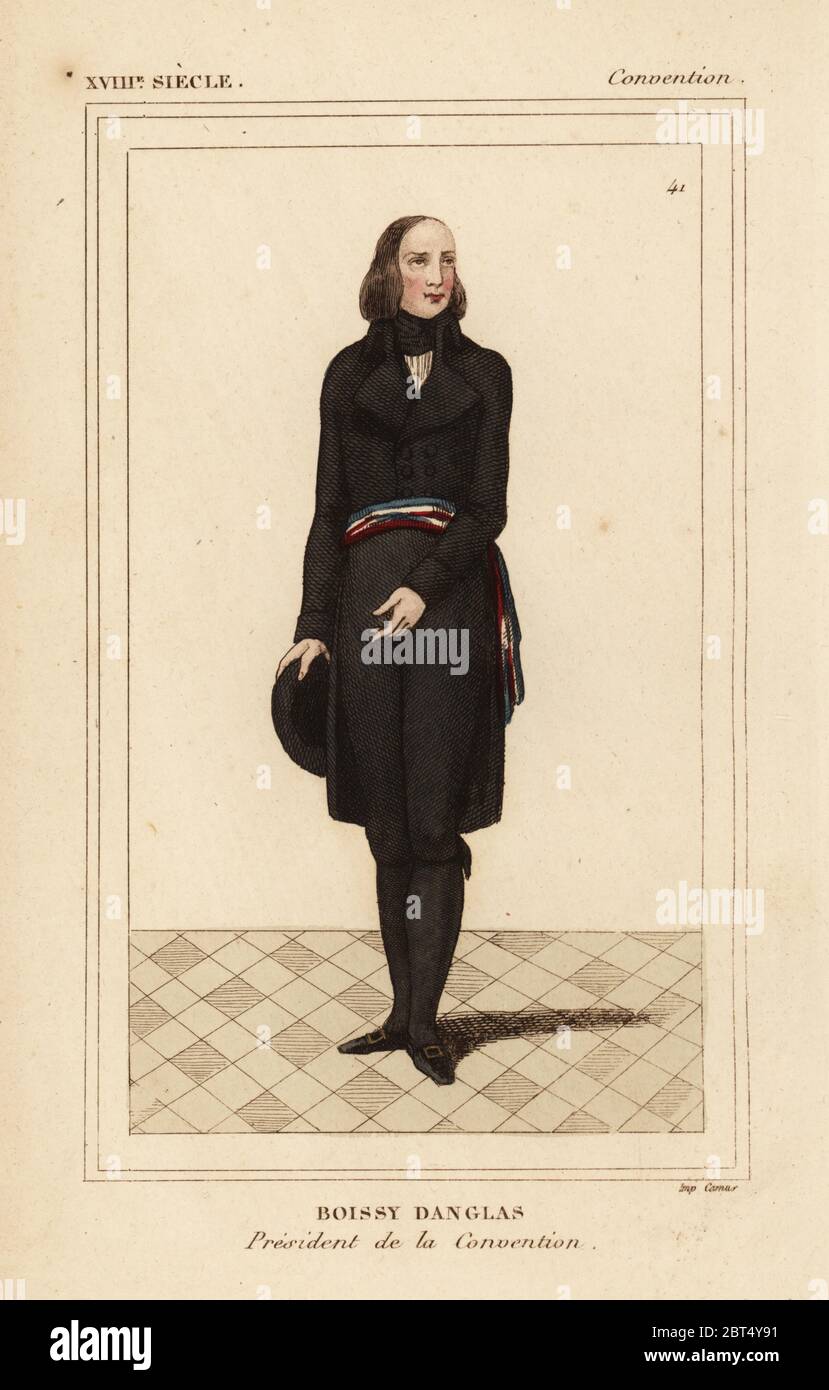 Francois-Antoine Boissy d'Anglas, presidente della Convenzione, scrittore, avvocato, politico 17561828. Litografia colorata a mano da le Bibliophile Jacob aka Paul Lacroix costumi Historiques de la France (costumi storici della Francia), Administration de Librairie, Parigi, 1852. Foto Stock