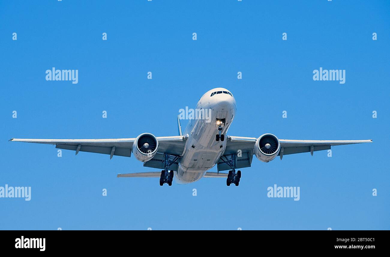 Bianco vuoto essendo 777 Jet Airplane Foto Stock