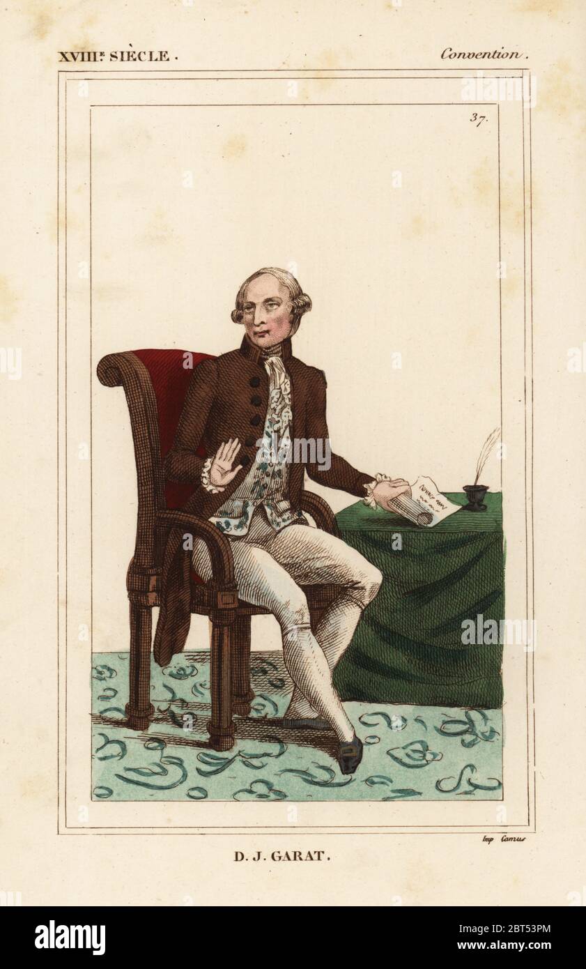 Dominique Joseph Garat, basco francese scrittore e politico 1749-1833. Litografia Handcolored da Le Bibliophile Jacob aka Paul Lacroix i costumi Historiques de la France (costumi storici della Francia), Amministrazione de Librairie, Parigi, 1852. Foto Stock