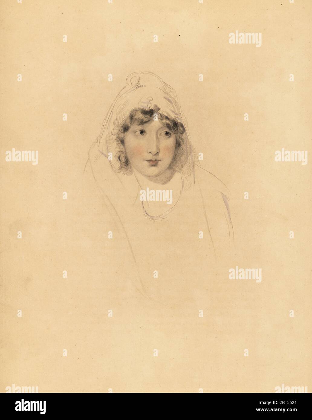 Ritratto di Lady Augusta Lowther, contessa di Fane, moglie del i conte di Lonsdale. Incisione a mano di Frederick Christian Lewis dopo un'illustrazione di Sir Thomas Lawrence del P. G. Patmores Gabinetto di gemme, Ackermann, Londra, 1837. Foto Stock