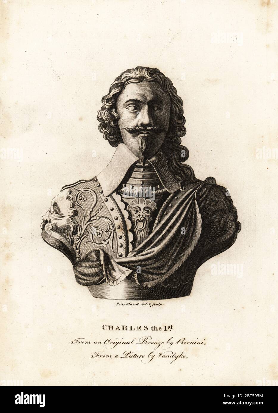 Busto di re Carlo i d'Inghilterra. Da un bronzo originale di Gian Lorenzo Bernini, da una foto di Sir Anthony van Dyke. Incisione su copperplate di Peter Mazell da Thomas Pennants account di Londra, Robert Faulder, Londra, 1790. Foto Stock