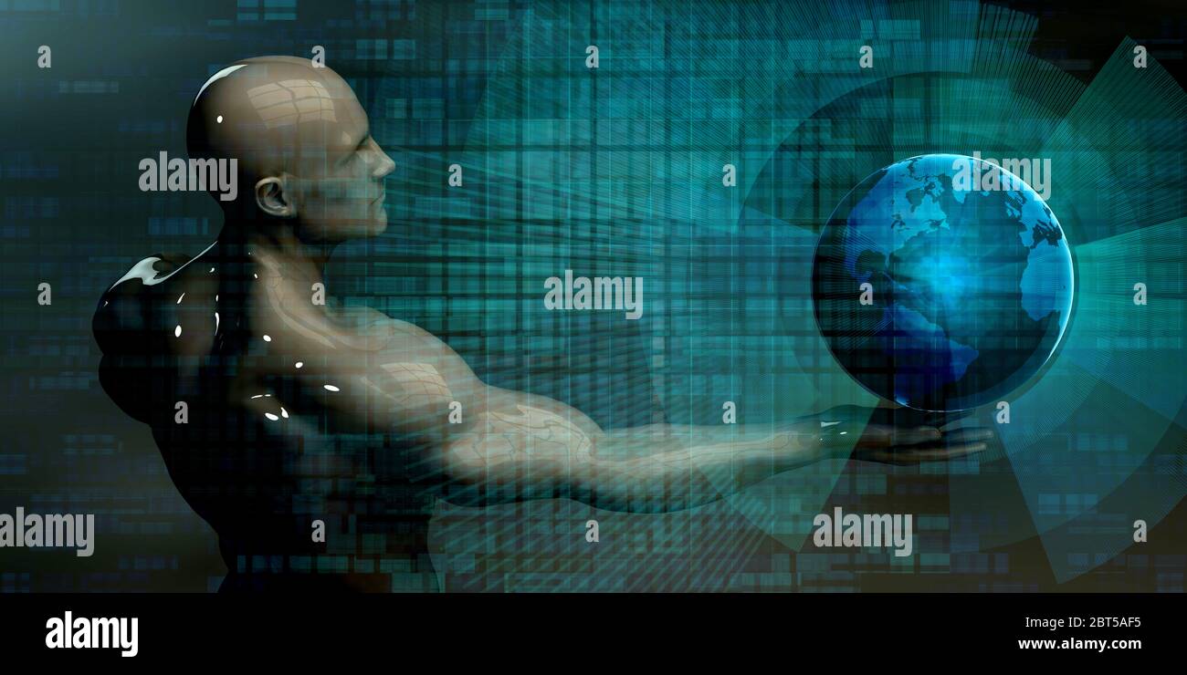 Integrazione globale delle tecnologie come un concetto Foto Stock