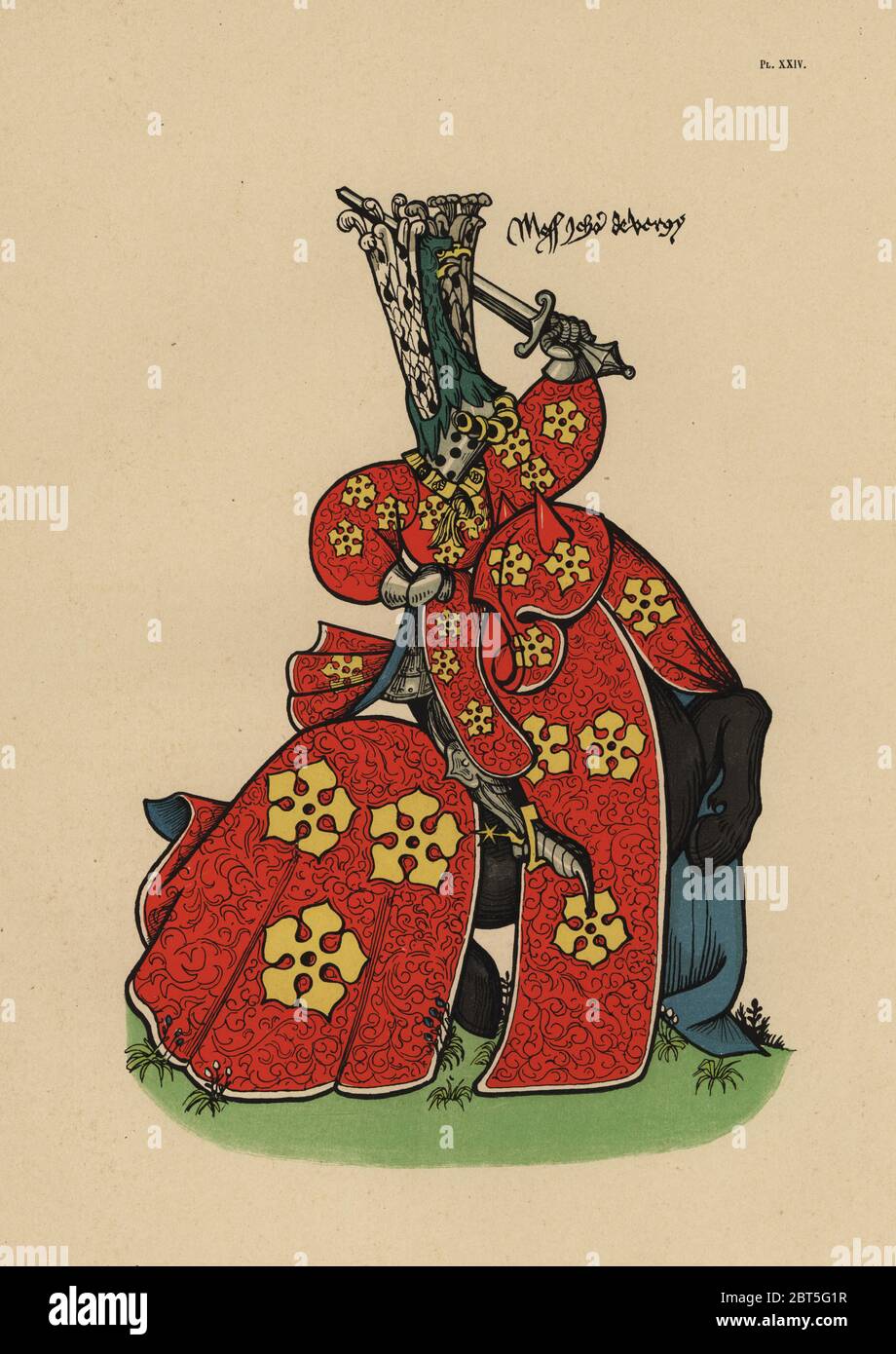 Jean IV de Vergy, Seigneur de Fouvent-Saint-Andoche, d. 1461. Chromolithograph da Loredan Larchey's Ancien Armorial Equestre de la Toison d'Or et de l'Europe au 15e siecle (Antica Armorials equestre dell'ordine del vello d'oro e l'Europa nel XV secolo), Parigi, 1890. Dal manoscritto illustrato 4790 nella Bibliotheque de l'Arsenal. Foto Stock