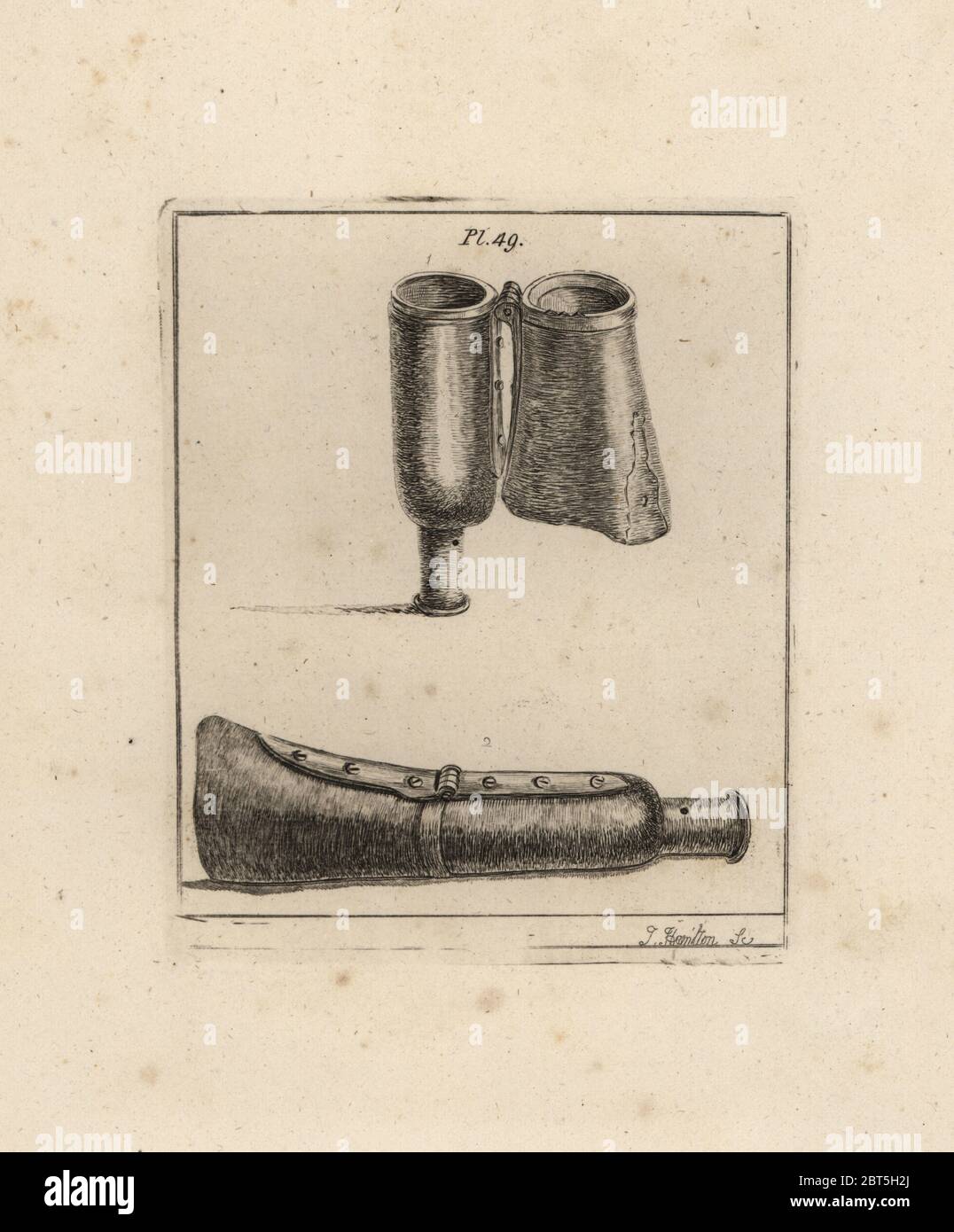 Mortaio di tintinners che è stato fissato su un bastone ed usato gettare granate. Incisione su copperplate di J. Hamilton dalle antichità militari di Francis Grose rispettando una storia dell'esercito inglese, Stockdale, Londra, 1812. Foto Stock