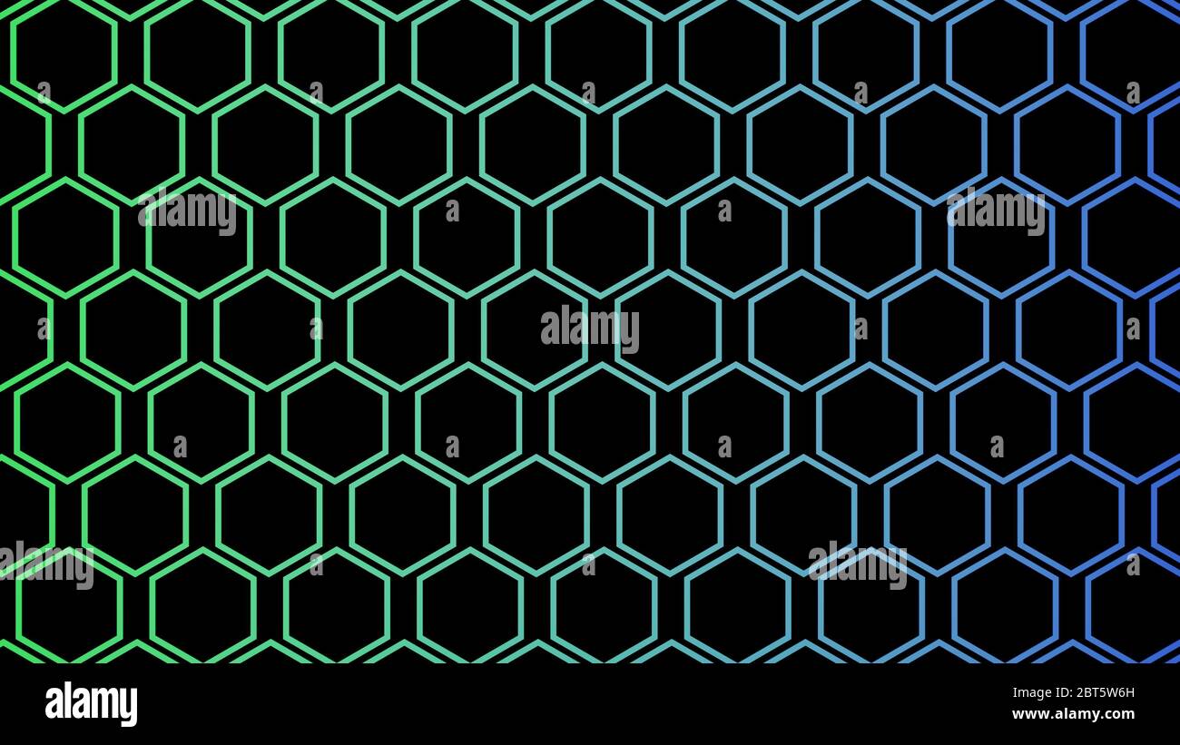 Sfondo turchese astratto, esagoni o nidi d'ape, rendering 3D, concetto di connessione di rete esagonale, disegno di illustrazione geometrica, posa piatta Foto Stock