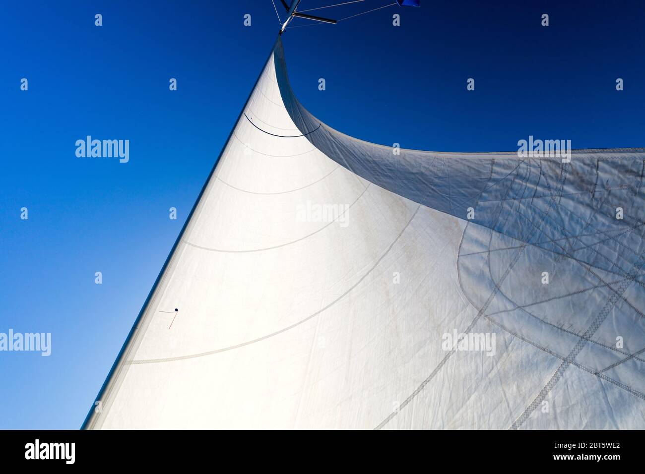 Vista concettuale del catamarano a vela in mare. Barca a vela. Foto Stock