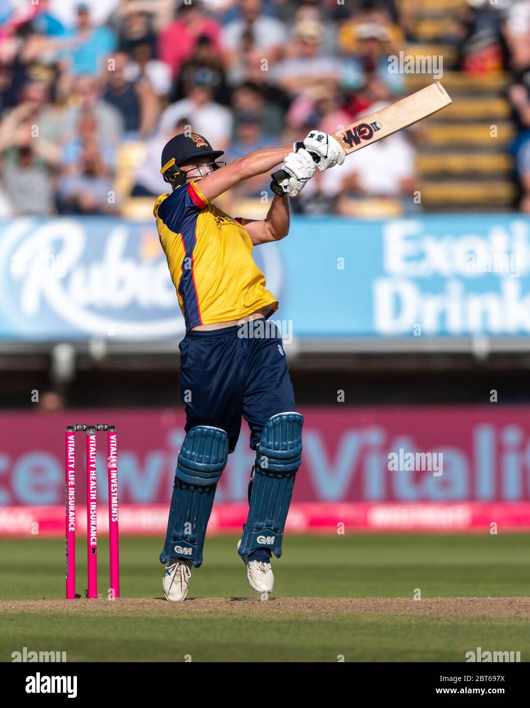 Tom Westley batte per le Eagle Essex contro i Falconi del Derbyshire nella giornata delle finali Vitality Blast 21 settembre 2019. Foto Stock