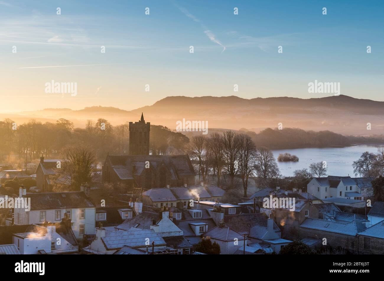 Castello Douglas in gelata profonda durante l'alba di prima mattina Foto Stock